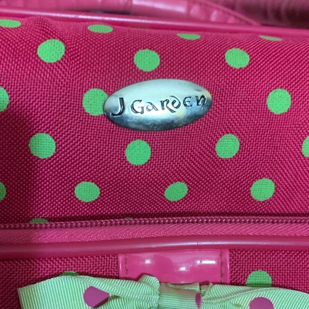 Polka Dot Tote/Travel Bag Pink and Green - Picture 2 of 7